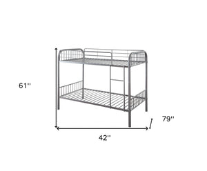 Homeroots 79" X 42" X 61" Gunmetal Metal Twin Over Twin Bunk Bed  Metal 332365