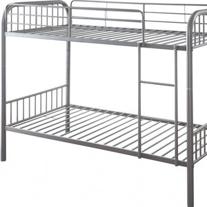 Homeroots 79" X 42" X 61" Gunmetal Metal Twin Over Twin Bunk Bed  Metal 332365