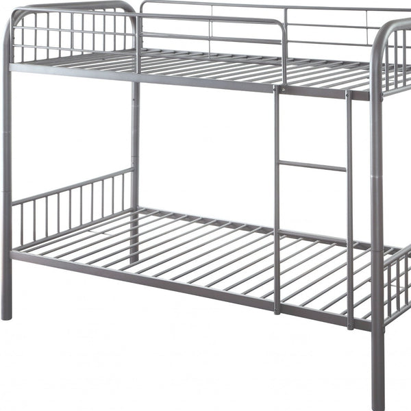 Homeroots 79" X 42" X 61" Gunmetal Metal Twin Over Twin Bunk Bed  Metal 332365