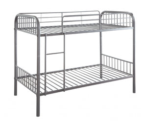 Homeroots 79" X 42" X 61" Gunmetal Metal Twin Over Twin Bunk Bed  Metal 332365