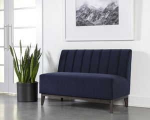 Sunpan Kosovo Banquette – Luxe Comfort with Elegant Tufting and Distinctive Wood Character for Your Space Brown / Abbington Navy