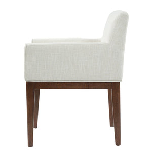 English Elm Modern Upholstered Arm Dining Chair Set Rubberwood Legs Foam Padded High Back Beige+Brown N768P396376D
