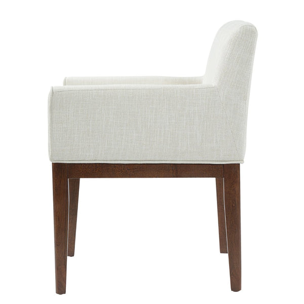 English Elm Modern Upholstered Arm Dining Chair Set Rubberwood Legs Foam Padded High Back Beige+Brown N768P396376D