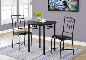Homeroots 35" Black Leather Look Foam And Metal Three Pieces Dining Set  Metal 332564