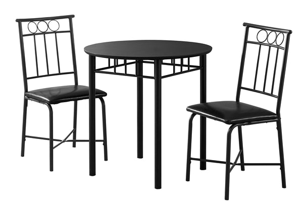 Homeroots 35" Black Leather Look Foam And Metal Three Pieces Dining Set  Metal 332564