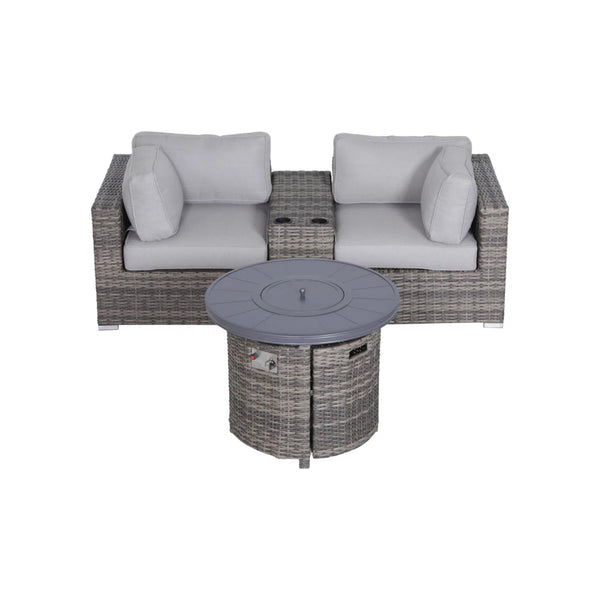 English Elm Fully Assembled 4-Piece Gray Outdoor Seating Set With Cushions & Integrated Fire Pit For Comfort B120S00172