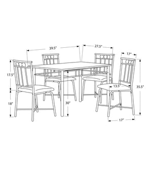 Homeroots 61.5" X 73.5" X 101" Black Metal Foam Polyurethane Leather Look Polyes  5pcs Dining Set  Metal 332567