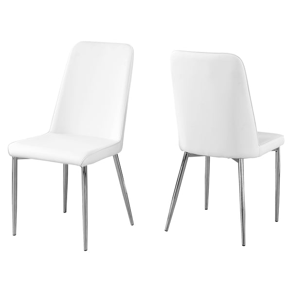 Homeroots Set Of Two White And Silver Upholstered Faux Leather Dining Side Chairs White Metal 332575