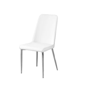 Homeroots Set Of Two White And Silver Upholstered Faux Leather Dining Side Chairs White Metal 332575
