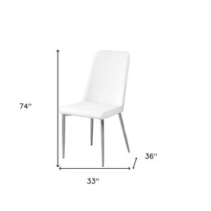 Homeroots Set Of Two White And Silver Upholstered Faux Leather Dining Side Chairs White Metal 332575
