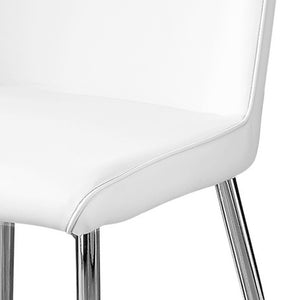 Homeroots Set Of Two White And Silver Upholstered Faux Leather Dining Side Chairs White Metal 332575