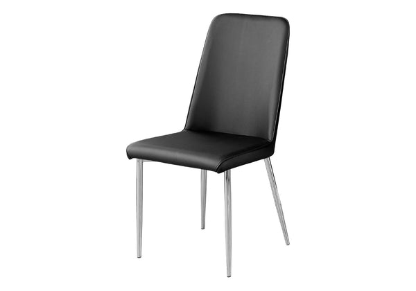 HomeRoots Set of Two Elegant Upholstered Faux Leather Dining Chairs with Sleek Silver Accents for Style Black 332576