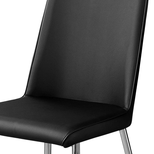 Homeroots Set Of Two Black And Silver Upholstered Faux Leather Dining Side Chairs Black Metal 332576