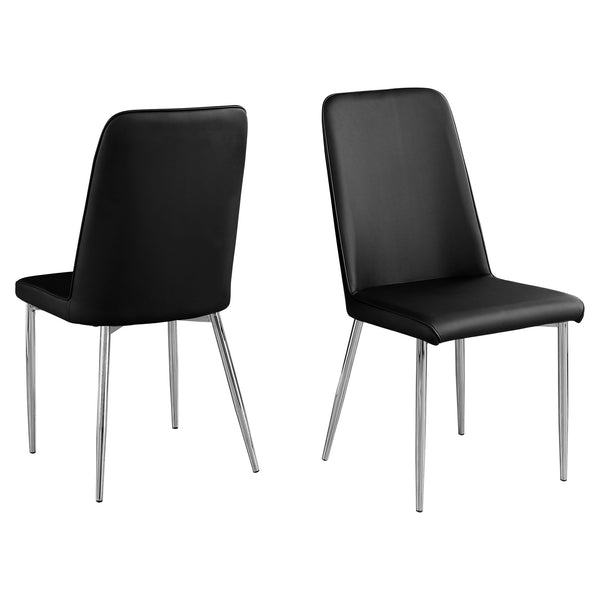 Homeroots Set Of Two Black And Silver Upholstered Faux Leather Dining Side Chairs Black Metal 332576