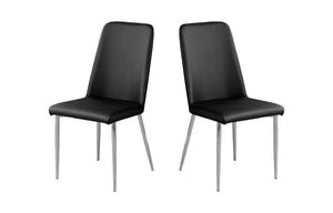 Homeroots Set Of Two Black And Silver Upholstered Faux Leather Dining Side Chairs Black Metal 332576