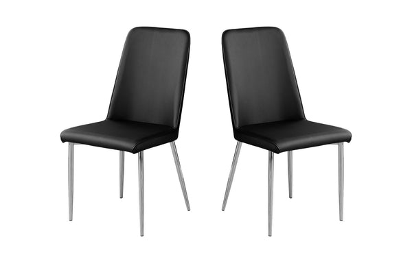 Homeroots Set Of Two Black And Silver Upholstered Faux Leather Dining Side Chairs Black Metal 332576