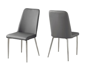 Homeroots Set Of Two Gray And Silver Upholstered Faux Leather Dining Side Chairs Grey Metal 332577