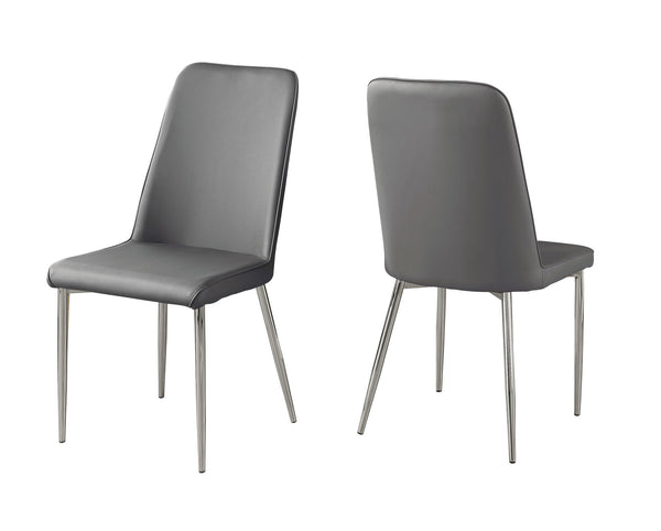 Homeroots Set Of Two Gray And Silver Upholstered Faux Leather Dining Side Chairs Grey Metal 332577