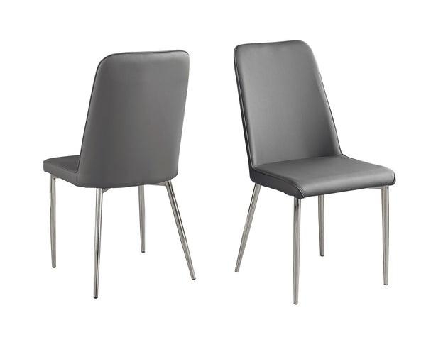Homeroots Set Of Two Gray And Silver Upholstered Faux Leather Dining Side Chairs Grey Metal 332577