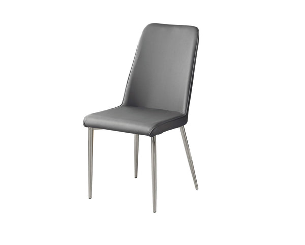 Homeroots Set Of Two Gray And Silver Upholstered Faux Leather Dining Side Chairs Grey Metal 332577