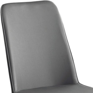 HomeRoots Set of Two Elegant Upholstered Faux Leather Dining Chairs with Sleek Silver Accents for Style Grey 332577