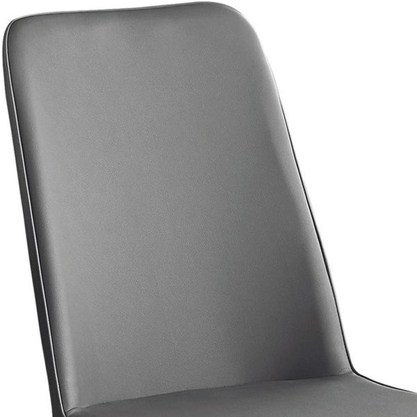 HomeRoots Set of Two Elegant Upholstered Faux Leather Dining Chairs with Sleek Silver Accents for Style Grey 332577
