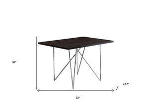 Homeroots 32" Dark Brown And Silver Metal Dining Table   332580