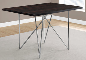 Homeroots 32" Dark Brown And Silver Metal Dining Table   332580