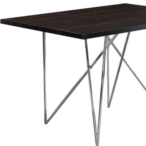 Homeroots 32" Dark Brown And Silver Metal Dining Table   332580