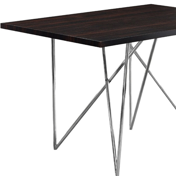 Homeroots 32" Dark Brown And Silver Metal Dining Table   332580