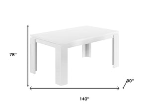 HomeRoots 140" Solid Wood Dining Table - Timeless Classic Design for Family Gatherings & Stylish Entertaining White 332588