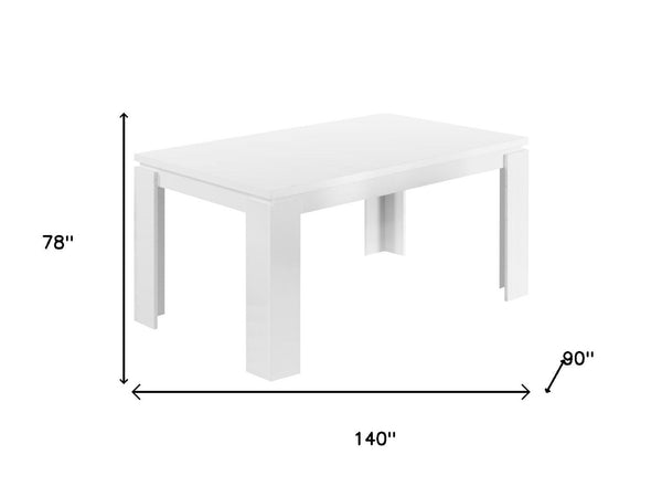 HomeRoots 140" Solid Wood Dining Table - Timeless Classic Design for Family Gatherings & Stylish Entertaining White 332588