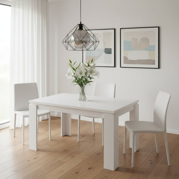 HomeRoots 140" Solid Wood Dining Table - Timeless Classic Design for Family Gatherings & Stylish Entertaining White 332588