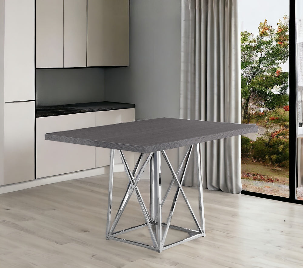 Homeroots 48" Taupe And Silver Metal Dining Table Grey  332591