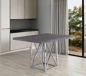 Homeroots 48" Taupe And Silver Metal Dining Table Grey  332591
