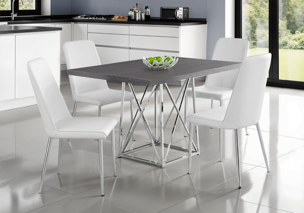 HomeRoots 48" Taupe and Silver Metal Dining Table - Stylish, Durable, and Modern for Cozy Gatherings or Meals Grey 332591