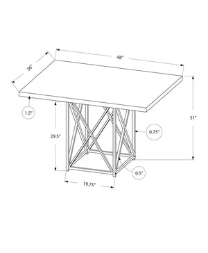 HomeRoots 48" Taupe and Silver Metal Dining Table - Stylish, Durable, and Modern for Cozy Gatherings or Meals Grey 332591