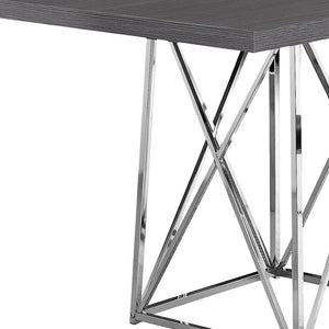 HomeRoots 48" Taupe and Silver Metal Dining Table - Stylish, Durable, and Modern for Cozy Gatherings or Meals Grey 332591