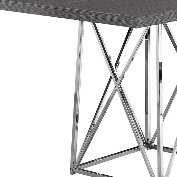 HomeRoots 48" Taupe and Silver Metal Dining Table - Stylish, Durable, and Modern for Cozy Gatherings or Meals Grey 332591