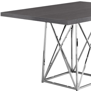HomeRoots 48" Taupe and Silver Metal Dining Table - Stylish, Durable, and Modern for Cozy Gatherings or Meals Grey 332591