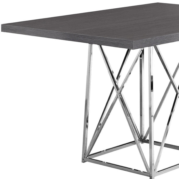HomeRoots 48" Taupe and Silver Metal Dining Table - Stylish, Durable, and Modern for Cozy Gatherings or Meals Grey 332591