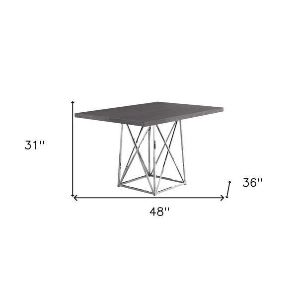 HomeRoots 48" Taupe and Silver Metal Dining Table - Stylish, Durable, and Modern for Cozy Gatherings or Meals Grey 332591