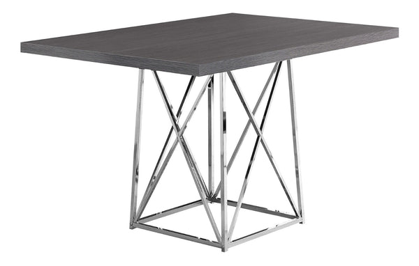 HomeRoots 48" Taupe and Silver Metal Dining Table - Stylish, Durable, and Modern for Cozy Gatherings or Meals Grey 332591
