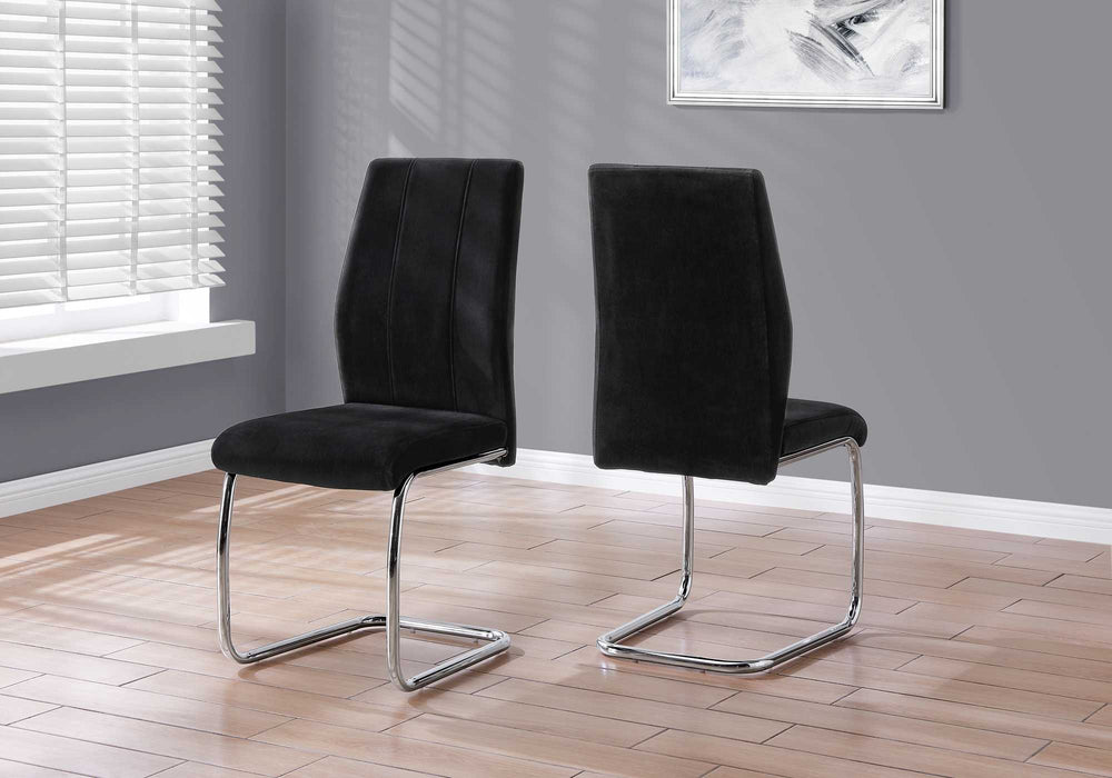 Homeroots Set Of Two Black And Silver Upholstered Velvet Dining Side Chairs Black Metal 332594
