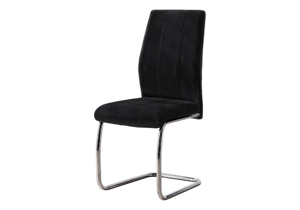 HomeRoots Set of Two Elegant Upholstered Velvet Dining Side Chairs with Silver Metal Legs for Modern Style Black 332594