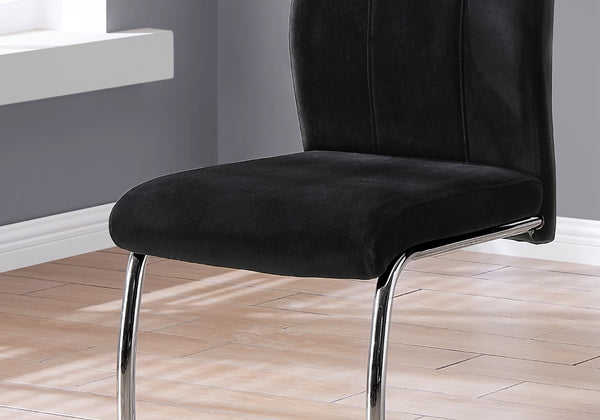 HomeRoots Set of Two Elegant Upholstered Velvet Dining Side Chairs with Silver Metal Legs for Modern Style Black 332594