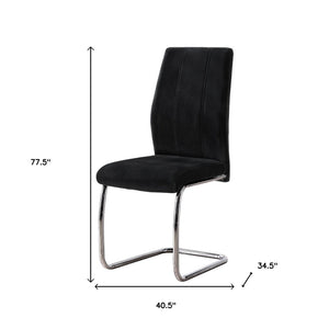 HomeRoots Set of Two Elegant Upholstered Velvet Dining Side Chairs with Silver Metal Legs for Modern Style Black 332594