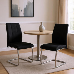 HomeRoots Set of Two Elegant Upholstered Velvet Dining Side Chairs with Silver Metal Legs for Modern Style Black 332594