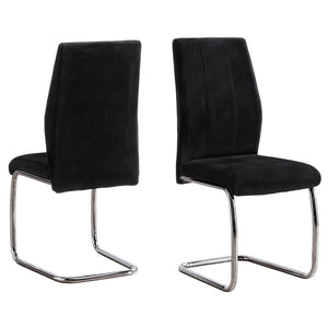 HomeRoots Set of Two Elegant Upholstered Velvet Dining Side Chairs with Silver Metal Legs for Modern Style Black 332594