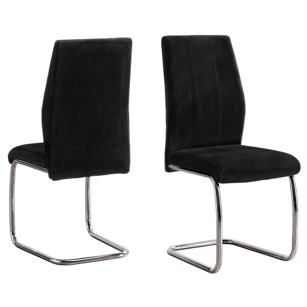 HomeRoots Set of Two Elegant Upholstered Velvet Dining Side Chairs with Silver Metal Legs for Modern Style Black 332594